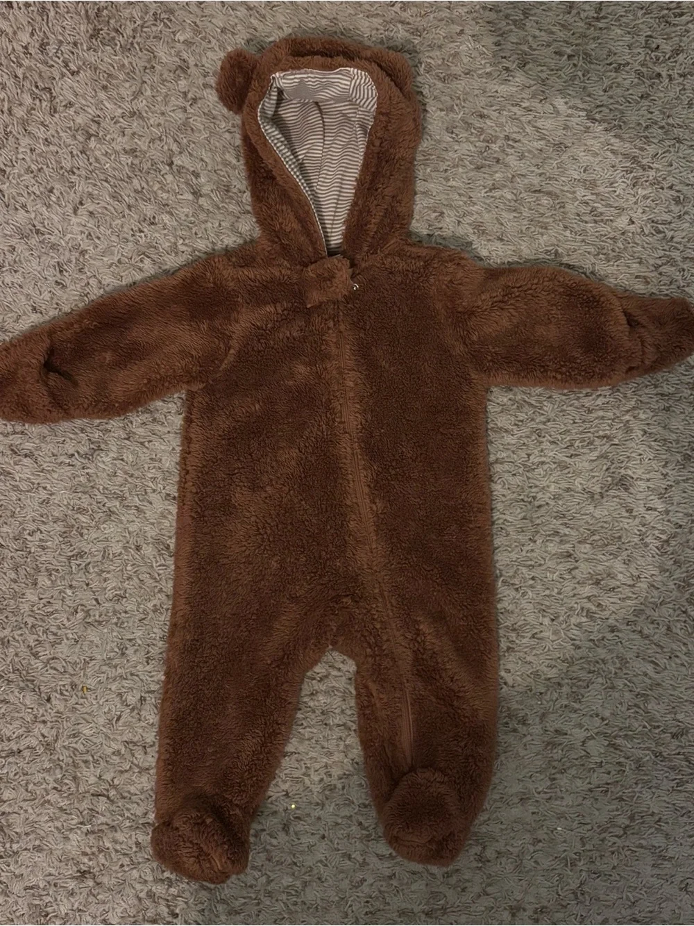 Cozy Brown Teddy Hooded Bunting 6M